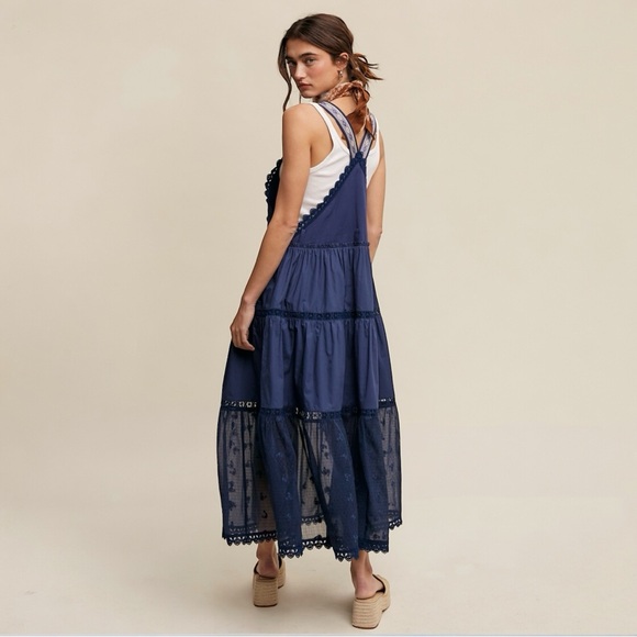 Laced Tiered Romantic Looking Overall Dress - Picture 2 of 3